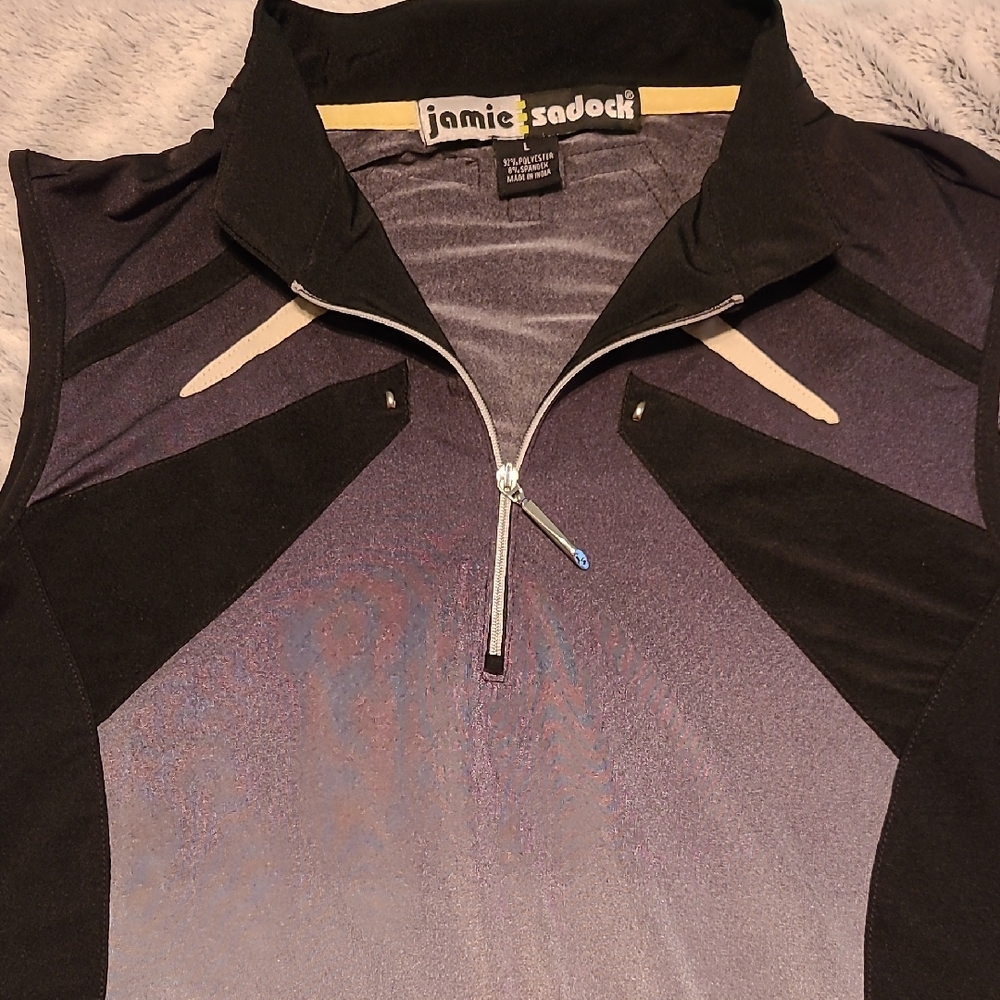 Jamie Sadock Black and Grey Zip-Up Top